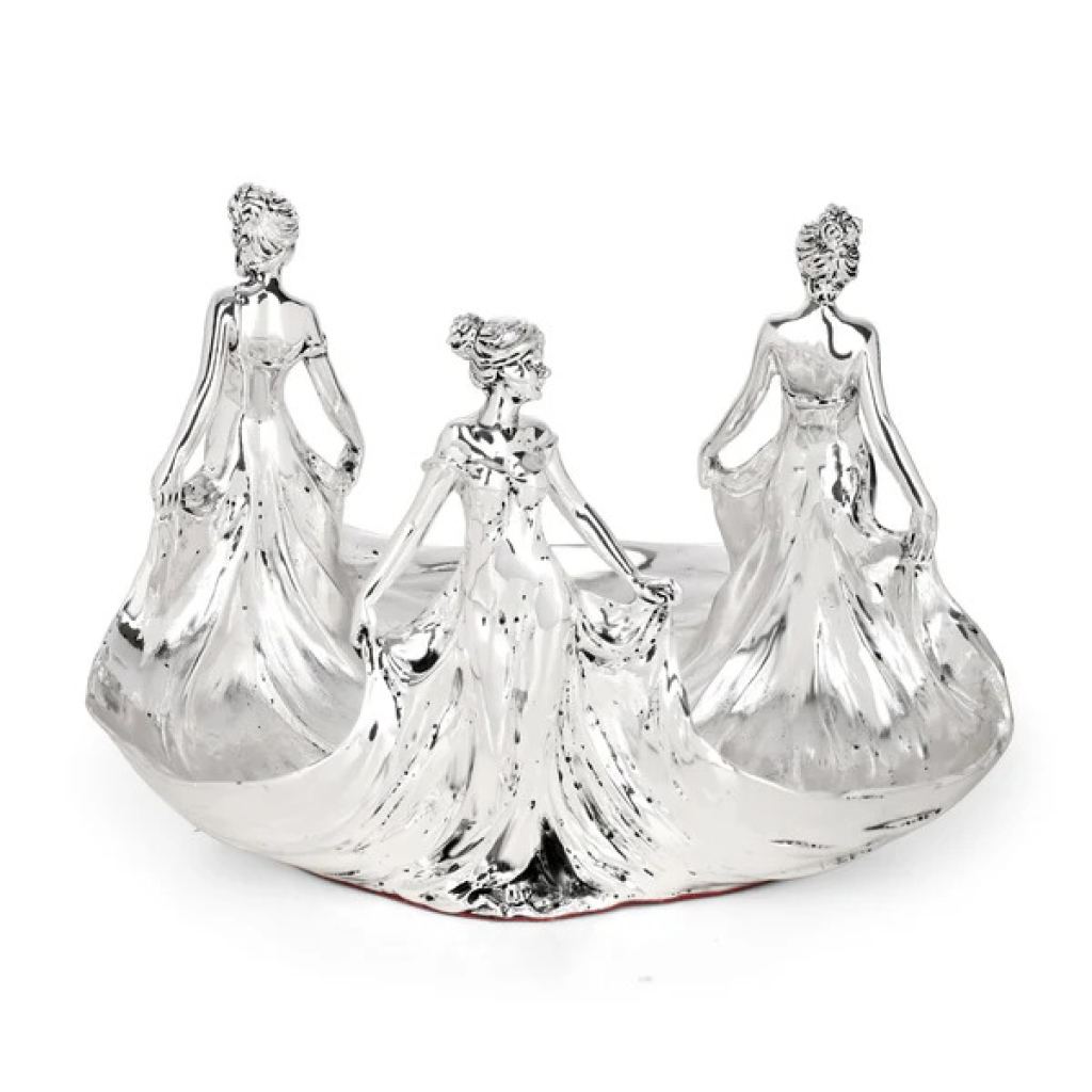 3 Lady White Gold Figurine Showpiece