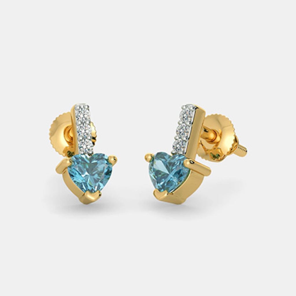 Heart Quartz Earrings with Diamonds – 24 Carat Gold