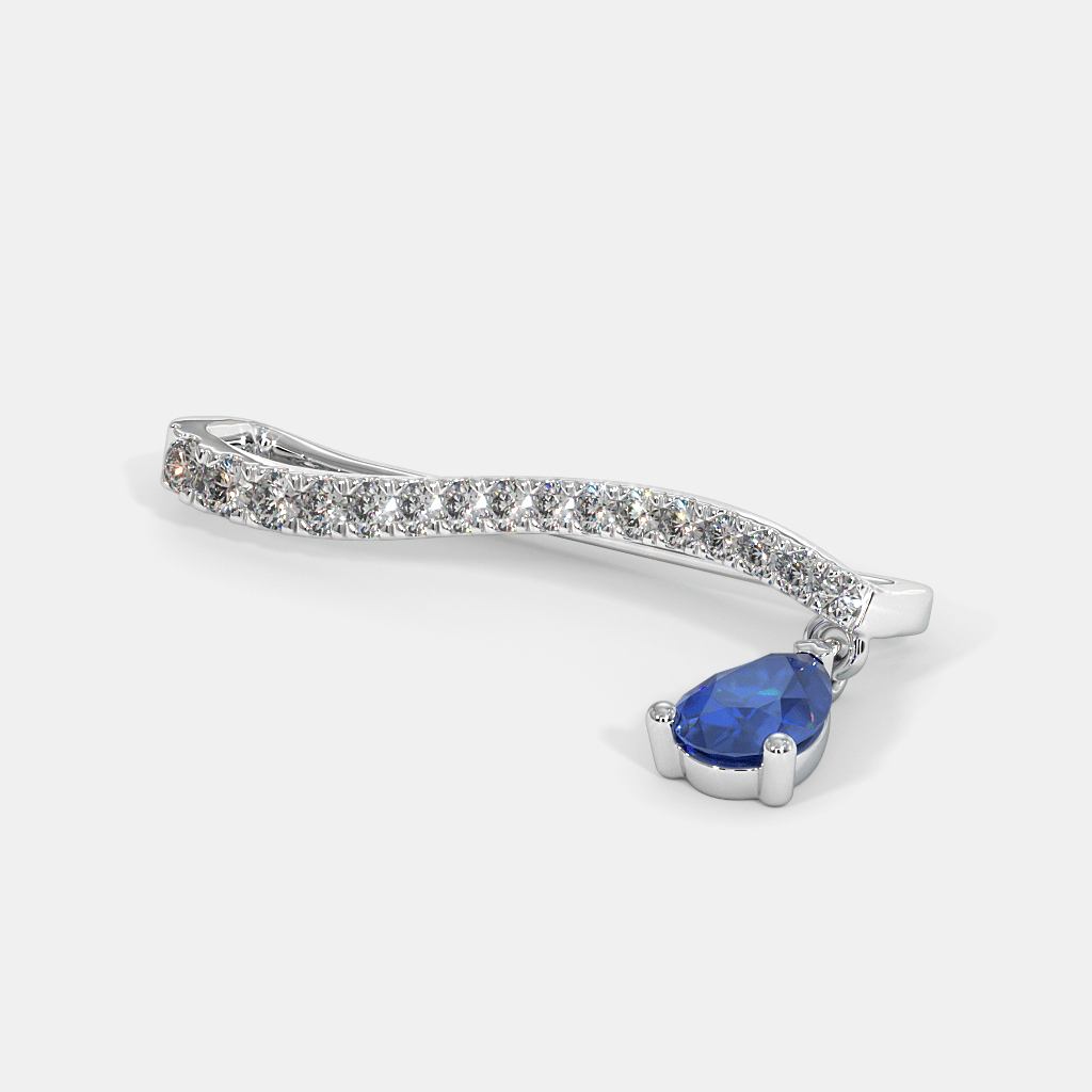 Blue Sapphire Pendant in 18k White Gold