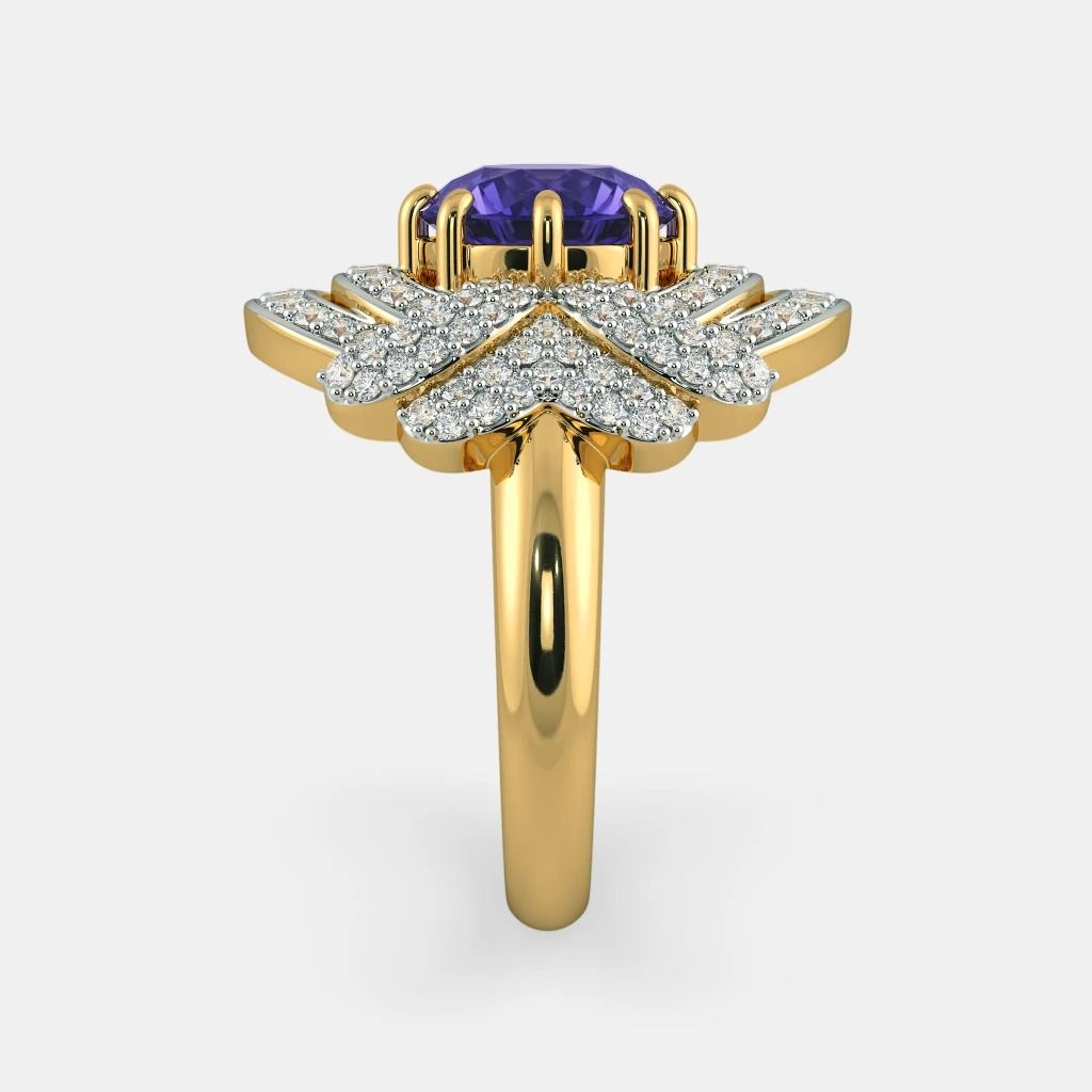 Evil Eye Ring in 24 Carat Gold with Tanzanite and Diamonds