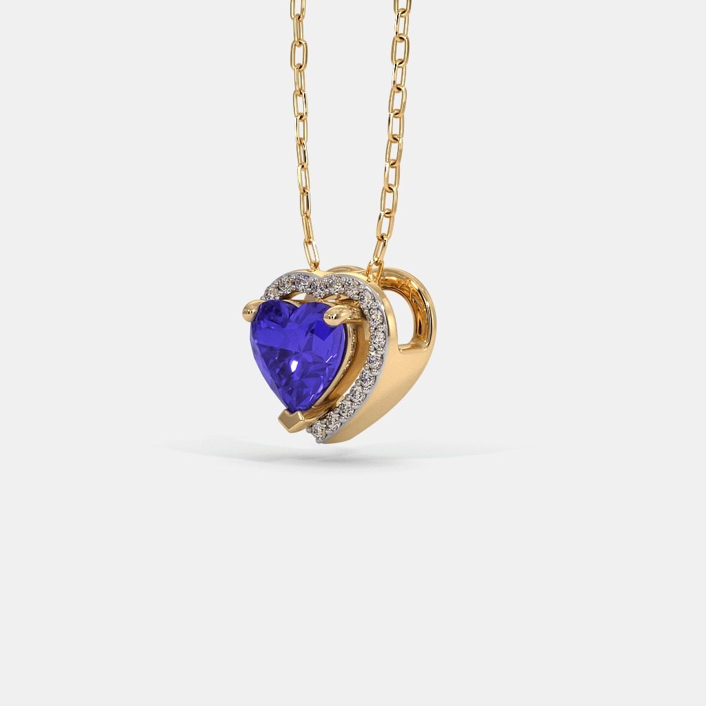 Heart-Shaped Sapphire Pendant with Diamond 
