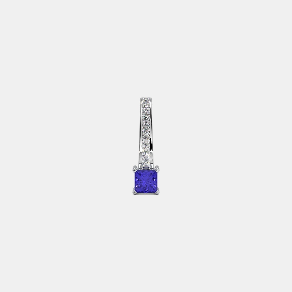 24 Carat Gold Earring with Square Sapphire and Diamonds