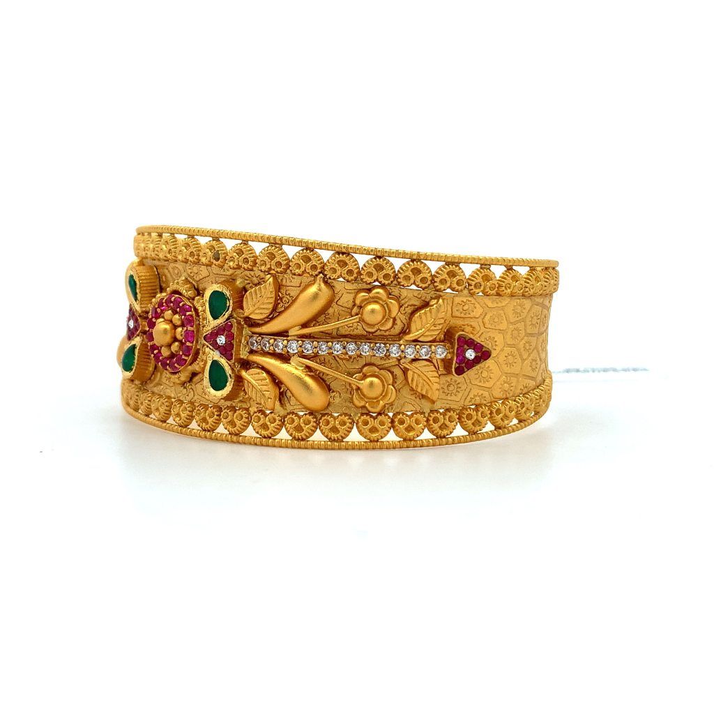 Antique Floral Enamel Gold Kada