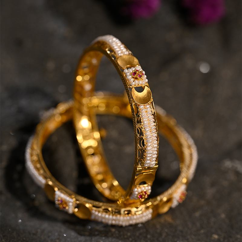 The Regal Charm Bangle  Yellow Gold Finish