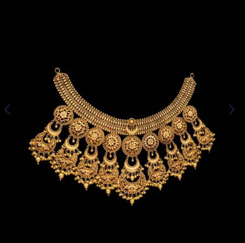 Traditional Bridal Jewelry Antique Gold Temple Choker Necklace