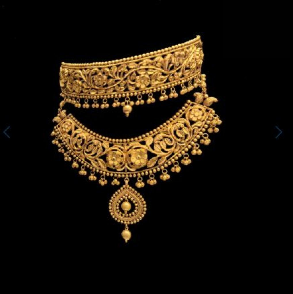 Antique Gold Temple Choker Traditional Bridal Jewelry Necklace