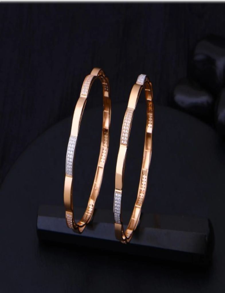 The Blush Aura Bangle  Rose Gold Finish