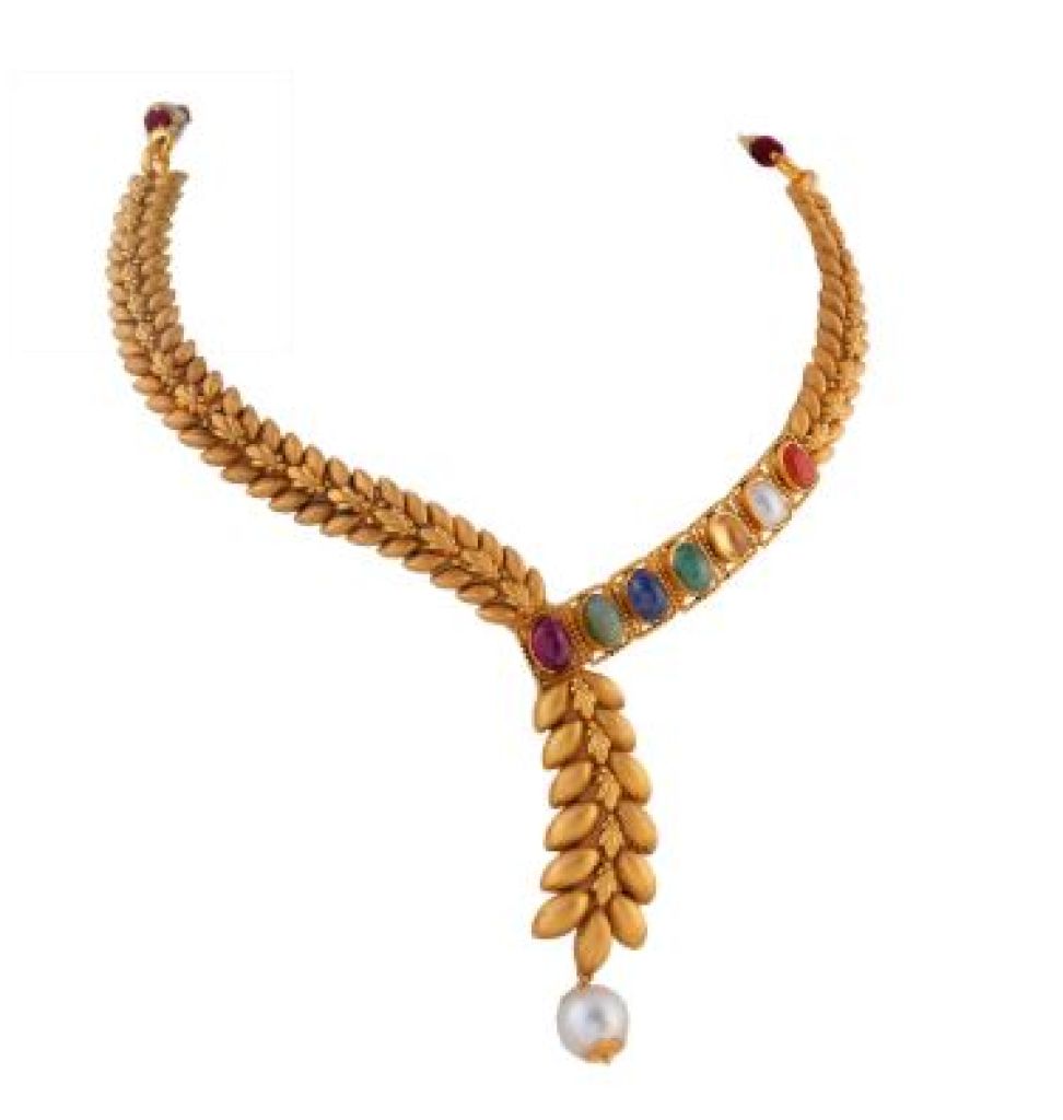 Antique Gold Choker Necklace with Temple Craft Detailing