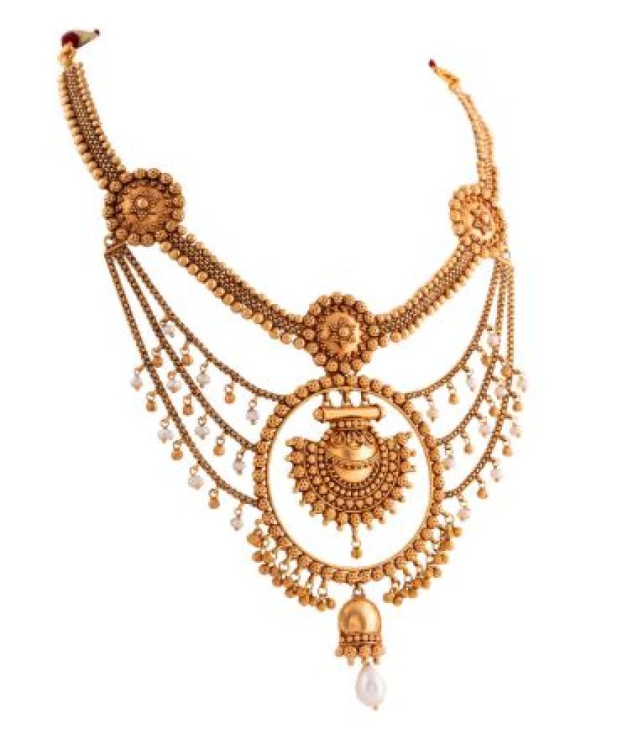 Luxury Antique Gold Choker Bridal Jewelry Necklace