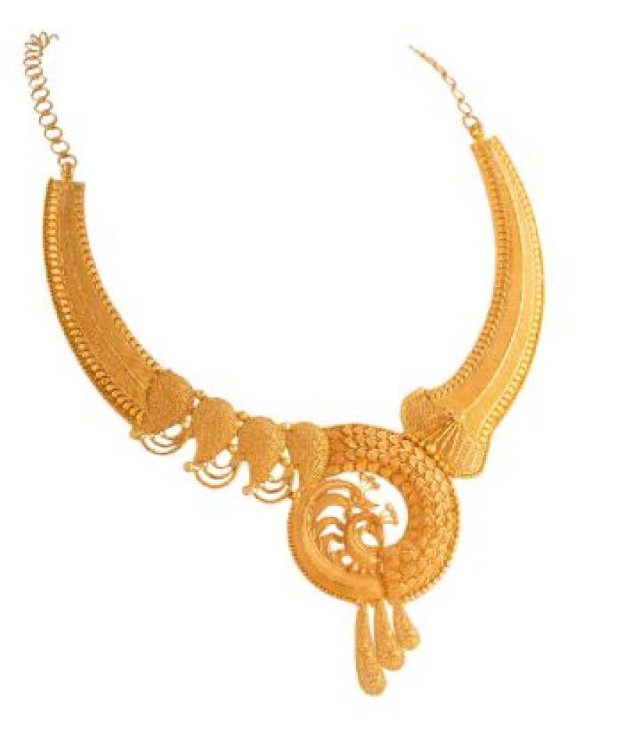 Designer Antique Gold Choker Necklace With Temple Craft Detailing