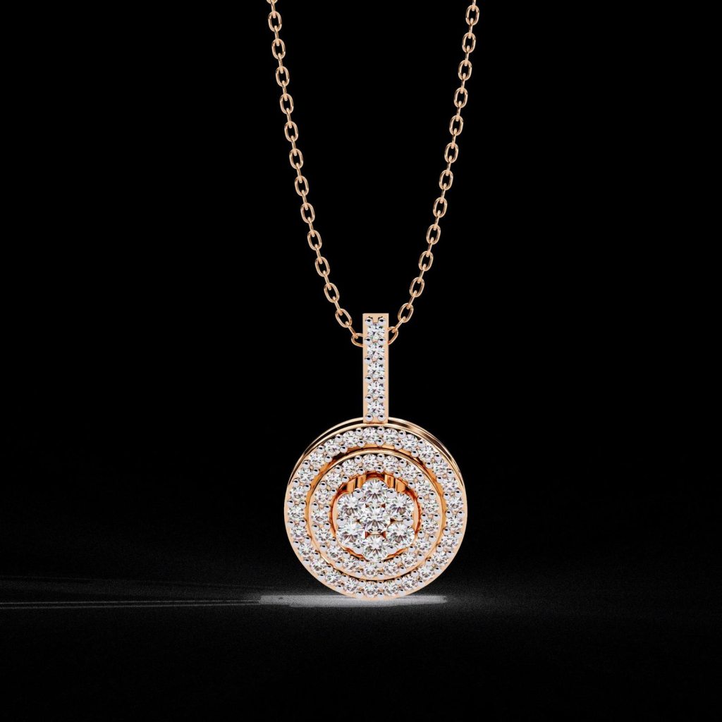 Elegant 3-Stone Round Diamond Pendant