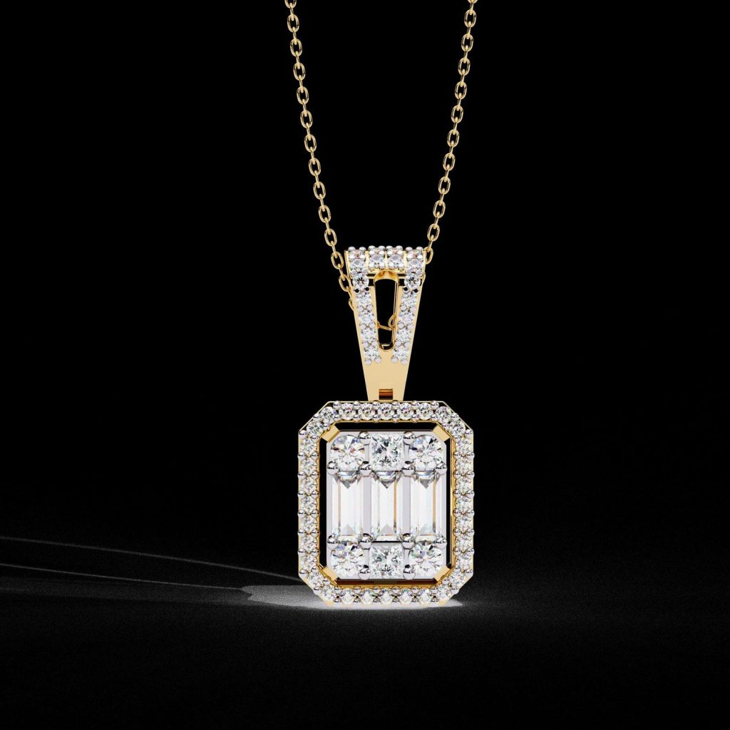 Emerald-Cut Halo Pendant