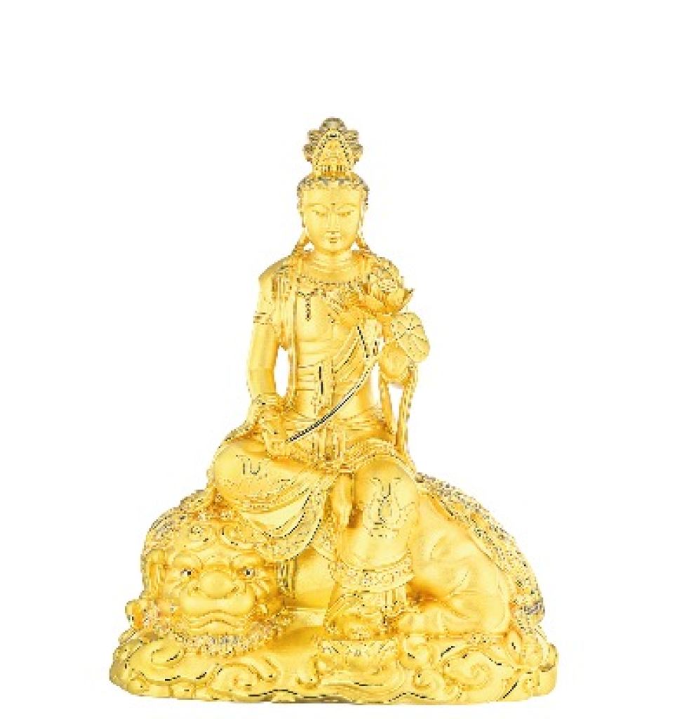 Manjusri Bodhisattva Solid Gold Figurine
