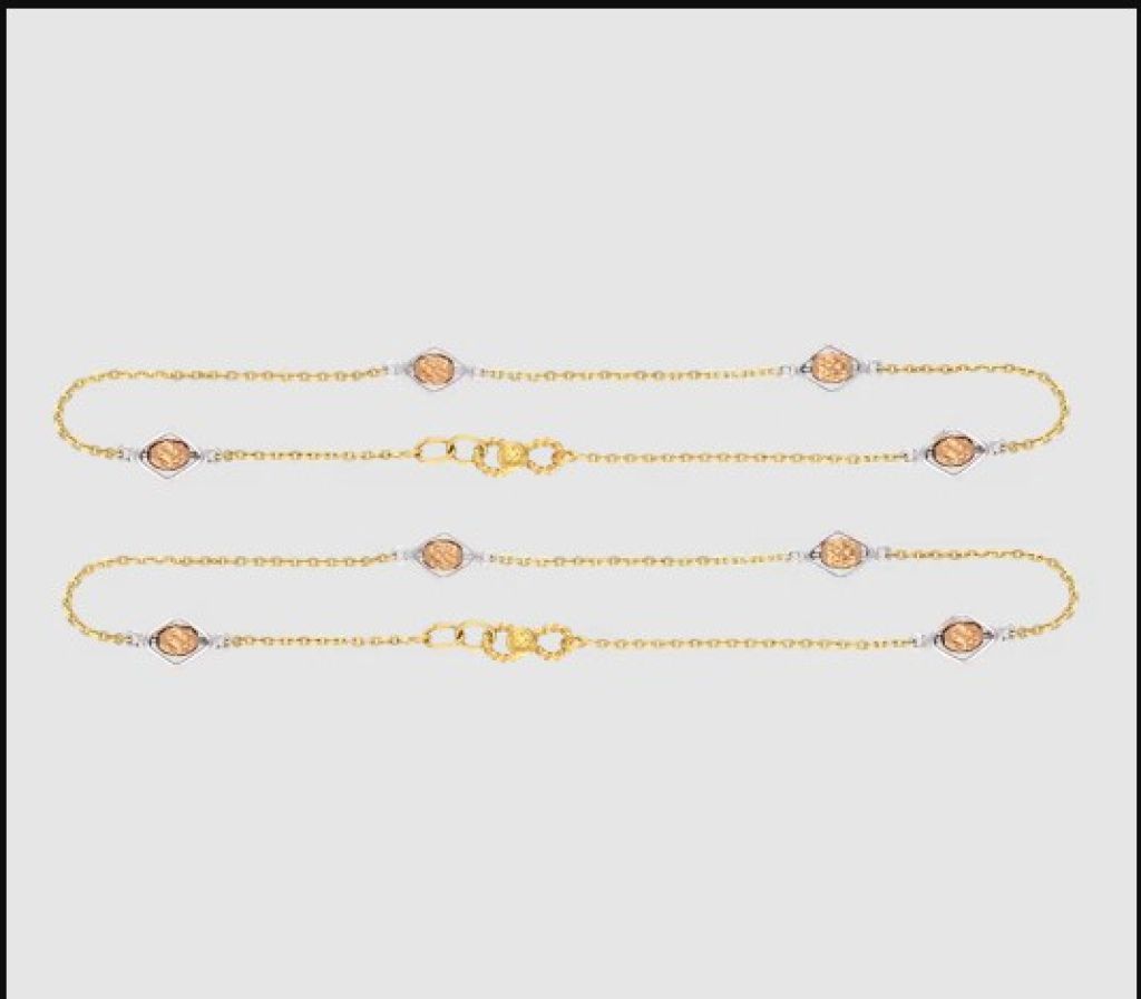 Dainty Beads Gold Anklets
