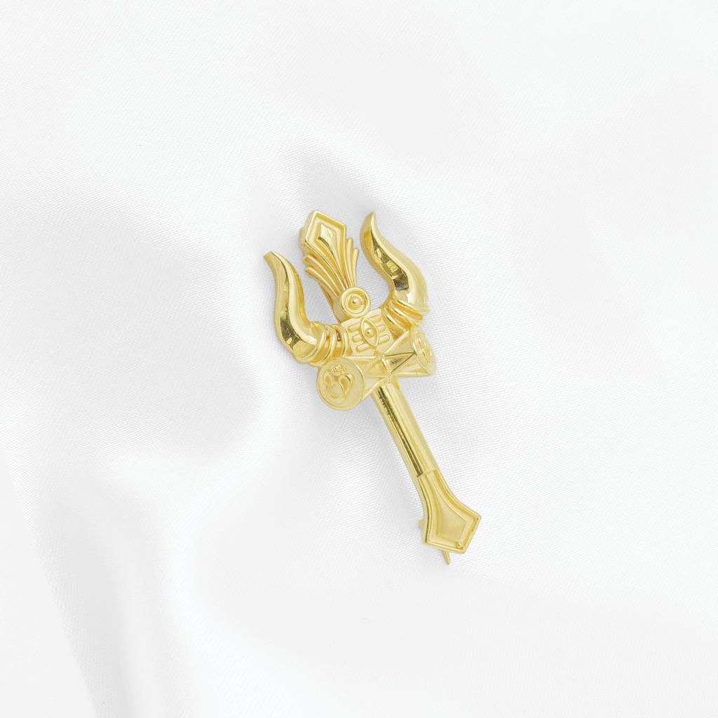 Gold-Plated Trishul Brooch