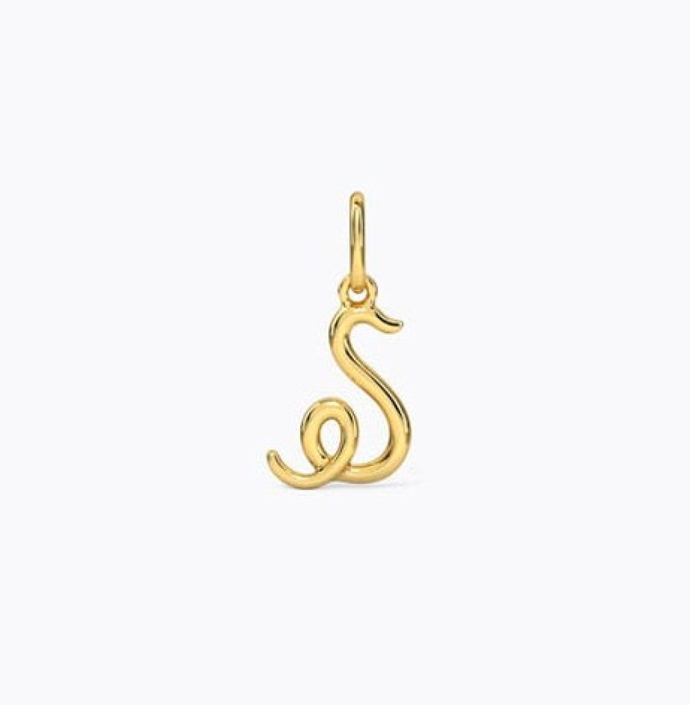 Alphabet S Cursive Gold Charm