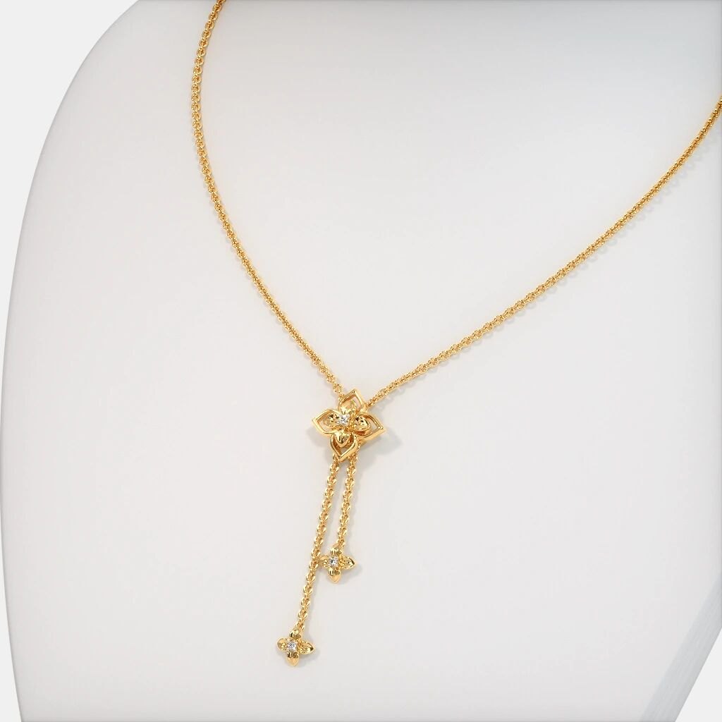 Floral Dual-Drop Gold Necklace