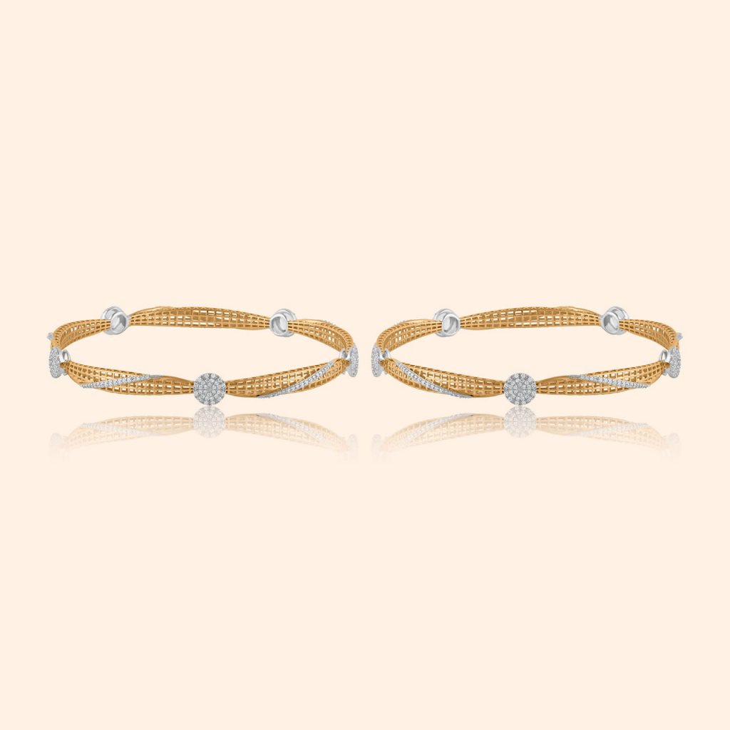 Twisted Lattice Diamond Bangle