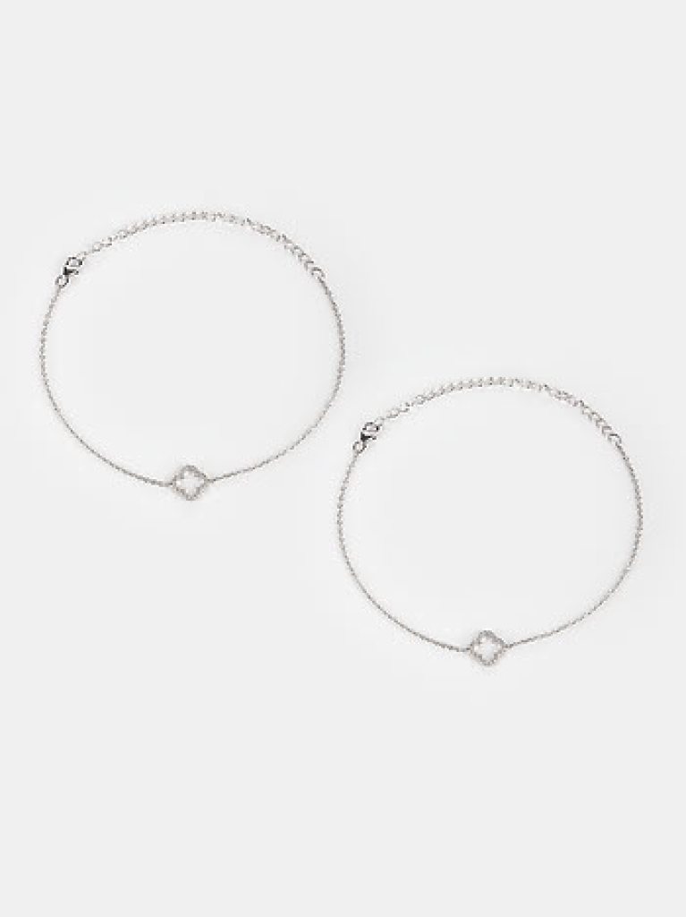 Minimal Leaf Motif Anklet Duo