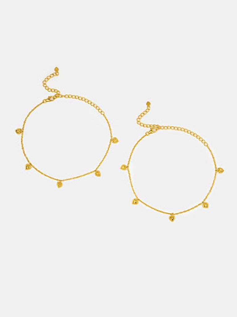 Golden Dewdrop Charm Anklets