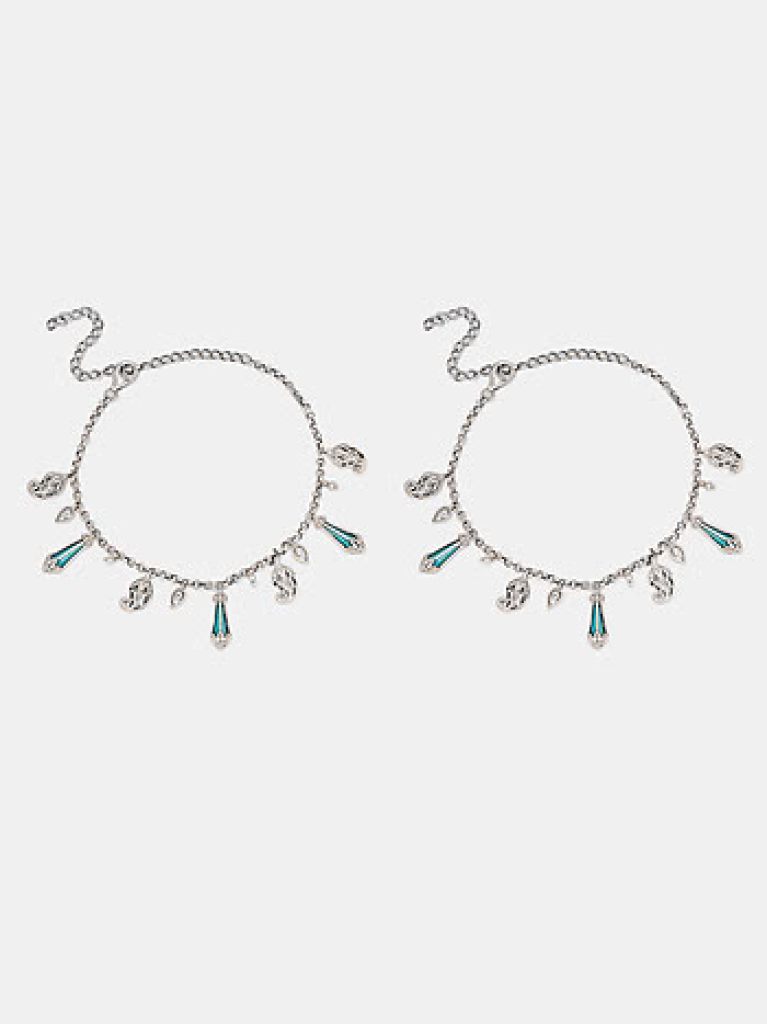 Crystal Teardrop Charm Anklets